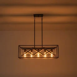 Modern Industrial Cross Linear Island Chandelier