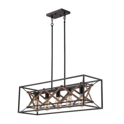 Modern Industrial Cross Linear Island Chandelier