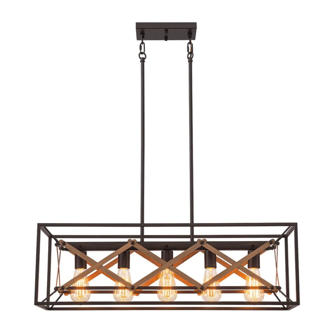 Modern Industrial Cross Linear Island Chandelier