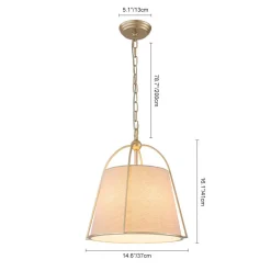 Modern Ivory Linen Conical Drum Cage Pendant Light