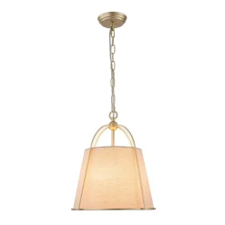 Modern Ivory Linen Conical Drum Cage Pendant Light