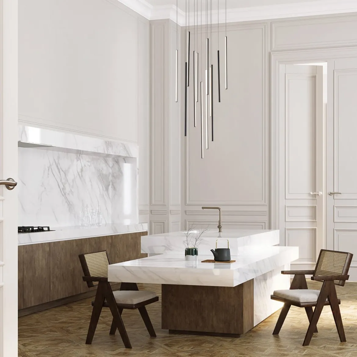 Modern 12-Light Black Cluster Tube LED Pendant Light