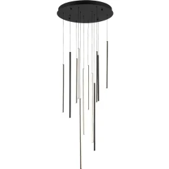 Modern 12-Light Black Cluster Tube LED Pendant Light
