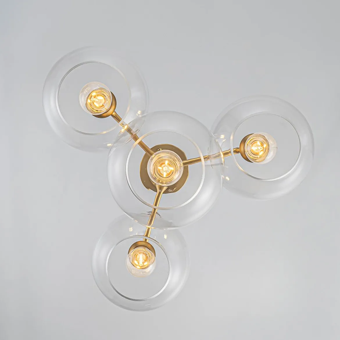 Modern 4-Light Clear Glass Bubble Hanging Sputnik Chandelier