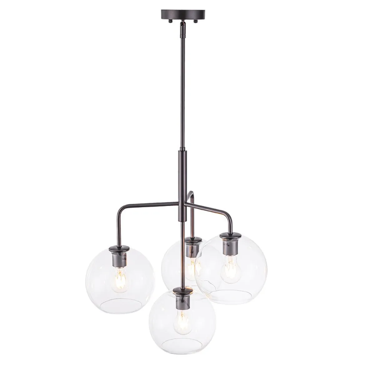 Modern 4-Light Clear Glass Bubble Hanging Sputnik Chandelier