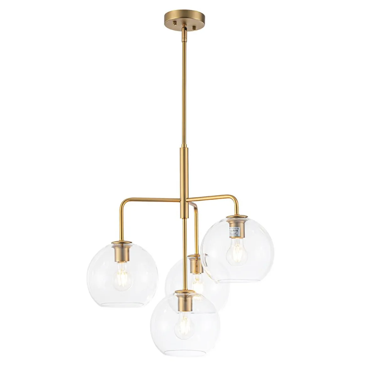 Modern 4-Light Clear Glass Bubble Hanging Sputnik Chandelier