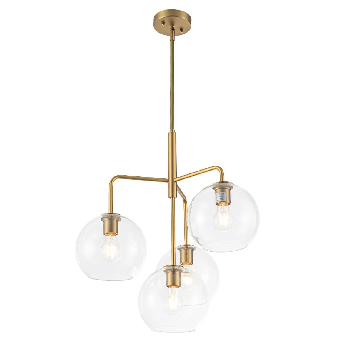 Modern 4-Light Clear Glass Bubble Hanging Sputnik Chandelier