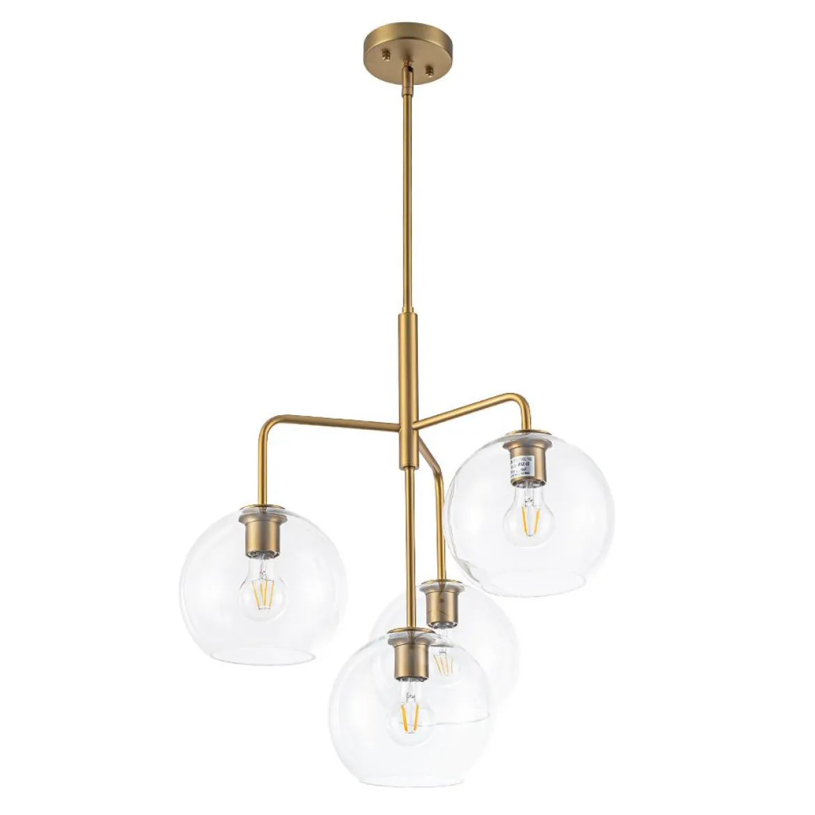 Modern 4-Light Clear Glass Bubble Hanging Sputnik Chandelier