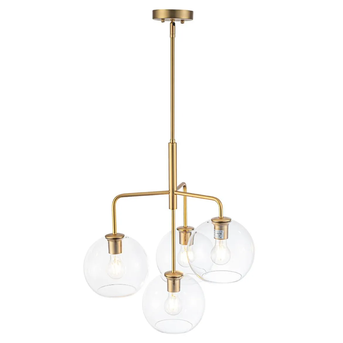 Modern 4-Light Clear Glass Bubble Hanging Sputnik Chandelier