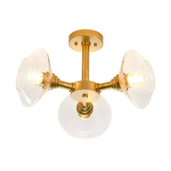 Modern 3-Light Clear Glass Round Sputnik Semi Flush Mount