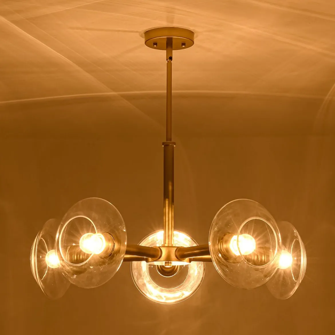 Modern 5-Light Clear Glass Round Sputnik Chandelier
