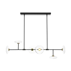 Modern 6-light Clear Glass Dimmable LED Linear Island Chandelier