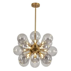 Modern 18-Light Cluster Gray Glass Bubble Chandelier