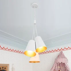 Modern 3-Light Cluster Metal Conical Shade Chandelier
