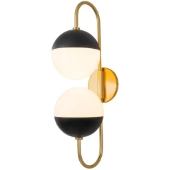 Modern 2-Light Double Goose Arm Globe Wall Sconce