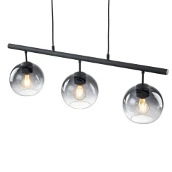 Modern 3-Light Gradual Smoked Glass Globe Island Chandelier
