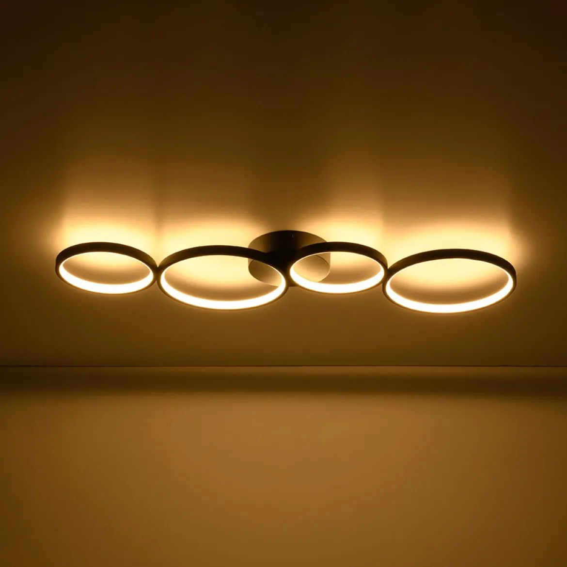 Modern 4-Light Halo Dimmable LED Semi Flush Mount