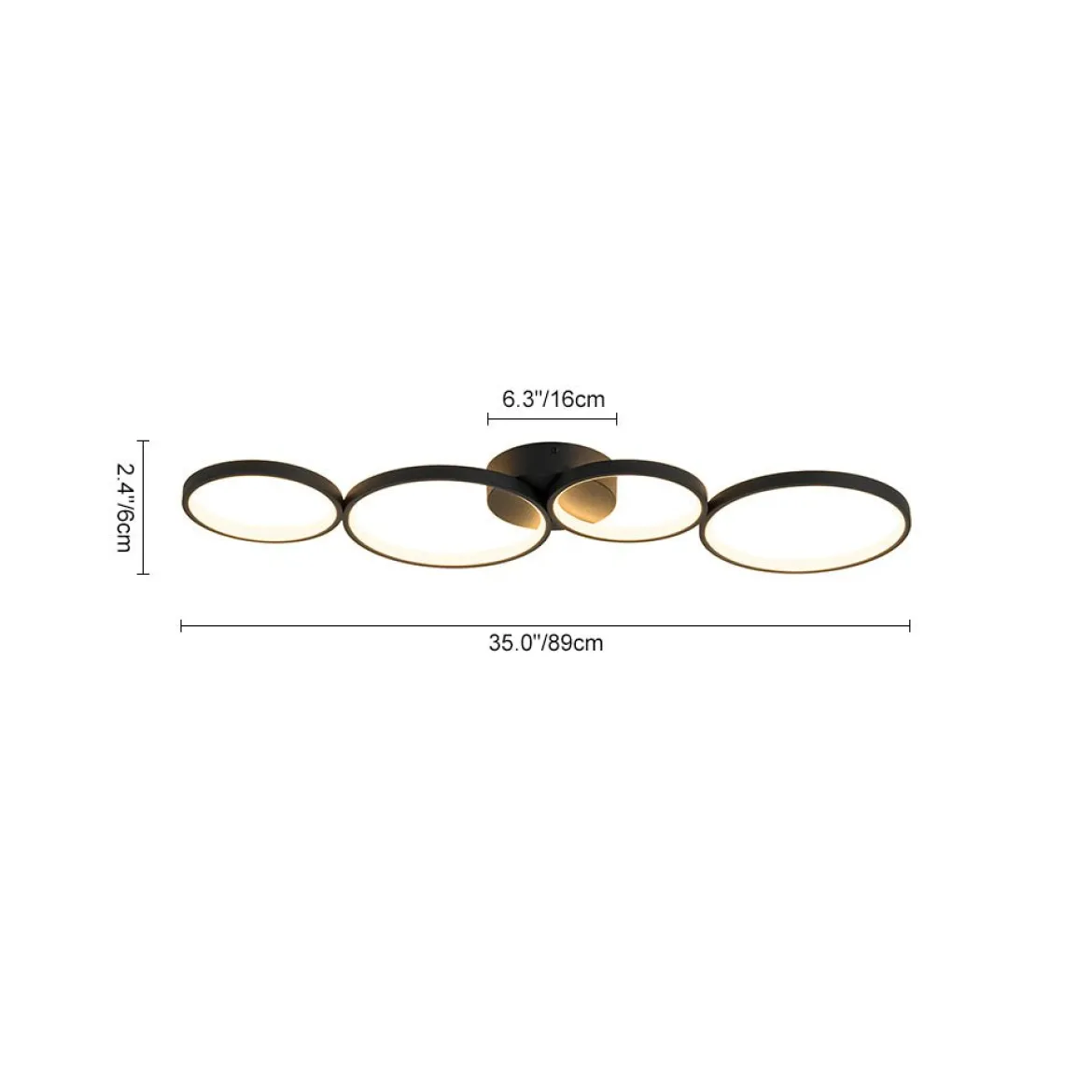 Modern 4-Light Halo Dimmable LED Semi Flush Mount