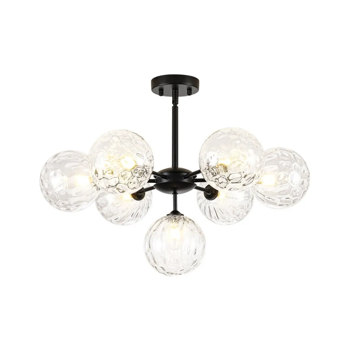 Modern 7-light Hammered Glass Globe Tier Sputnik Chandelier