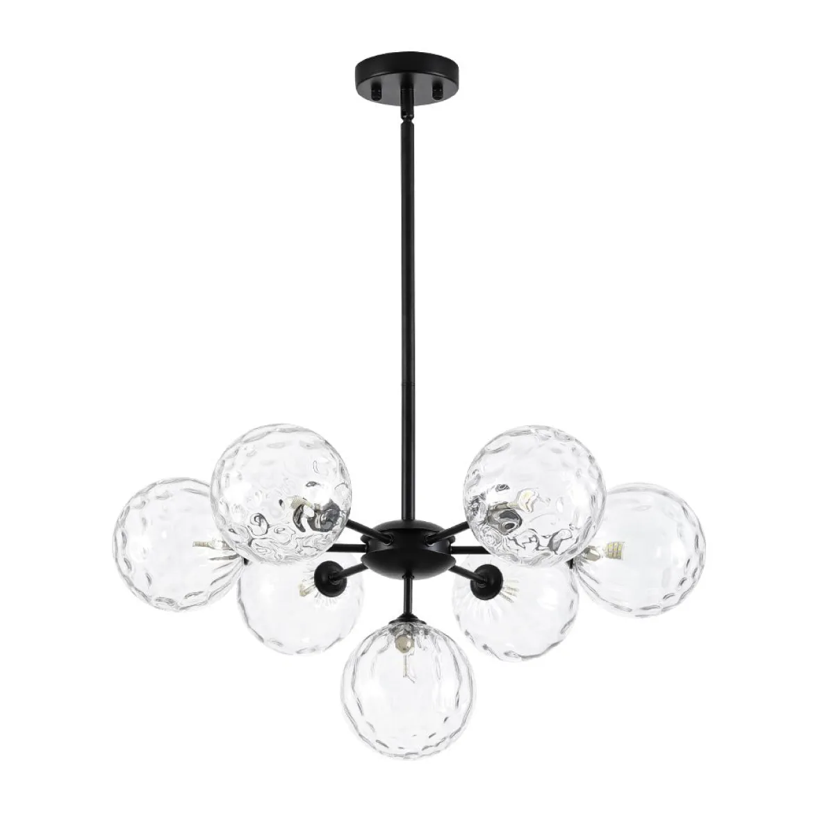 Modern 7-light Hammered Glass Globe Tier Sputnik Chandelier