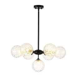 Modern 7-light Hammered Glass Globe Tier Sputnik Chandelier