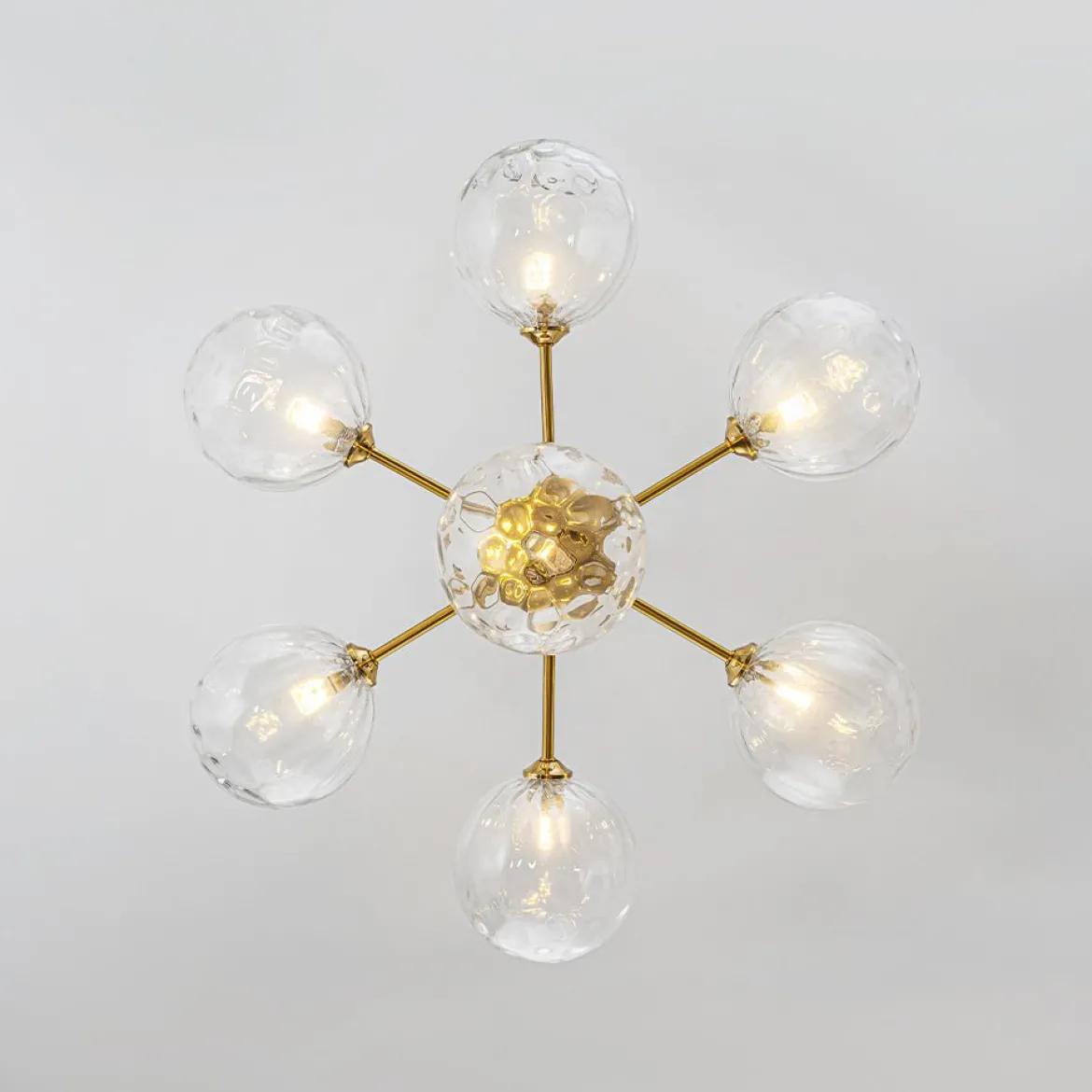 Modern 7-light Hammered Glass Globe Tier Sputnik Chandelier