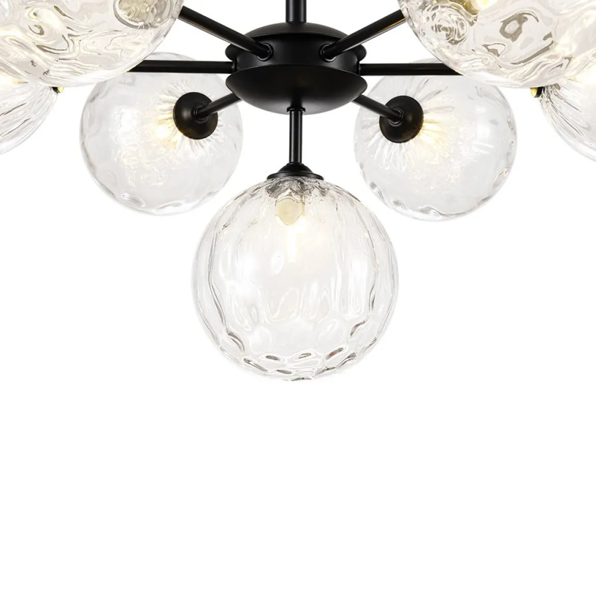 Modern 7-light Hammered Glass Globe Tier Sputnik Chandelier