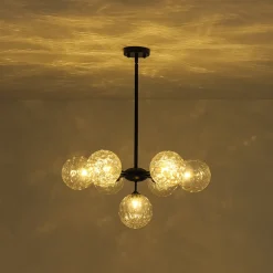 Modern 7-light Hammered Glass Globe Tier Sputnik Chandelier