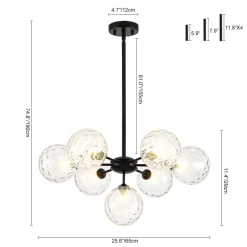 Modern 7-light Hammered Glass Globe Tier Sputnik Chandelier