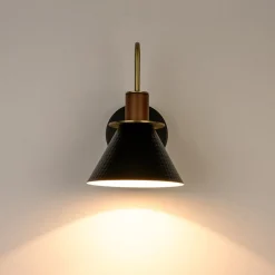 Modern 1-Light Hammered Iron Conical Wall Sconce