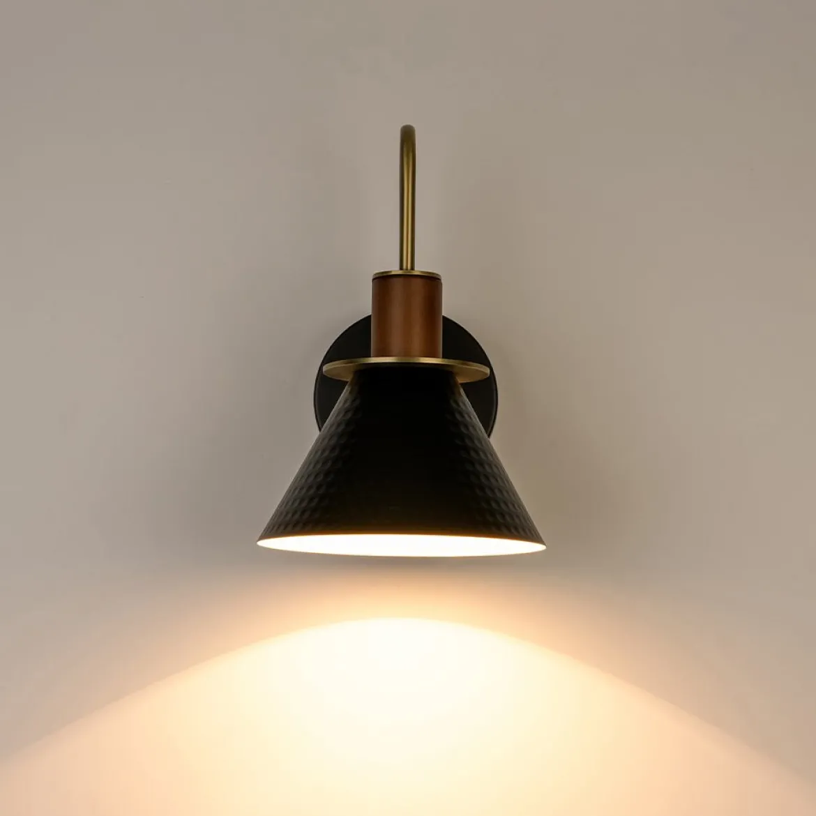 Modern 1-Light Hammered Iron Conical Wall Sconce