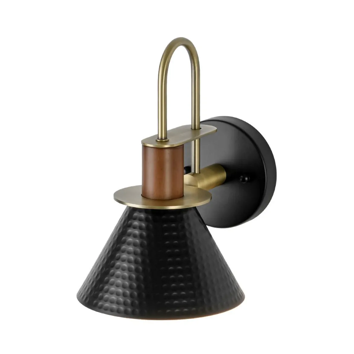 Modern 1-Light Hammered Iron Conical Wall Sconce