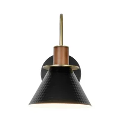 Modern 1-Light Hammered Iron Conical Wall Sconce