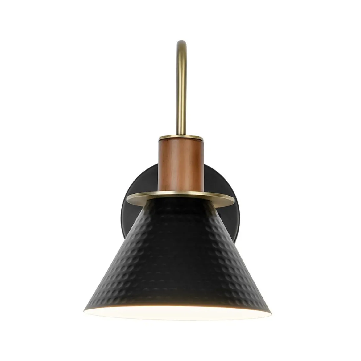 Modern 1-Light Hammered Iron Conical Wall Sconce