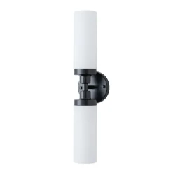 Modern 2-Light Opal Glass Cylinder Vanity Wall Lamp