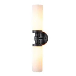 Modern 2-Light Opal Glass Cylinder Vanity Wall Lamp
