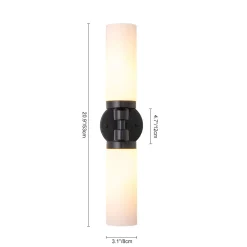Modern 2-Light Opal Glass Cylinder Vanity Wall Lamp