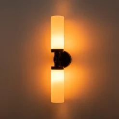 Modern 2-Light Opal Glass Cylinder Vanity Wall Lamp