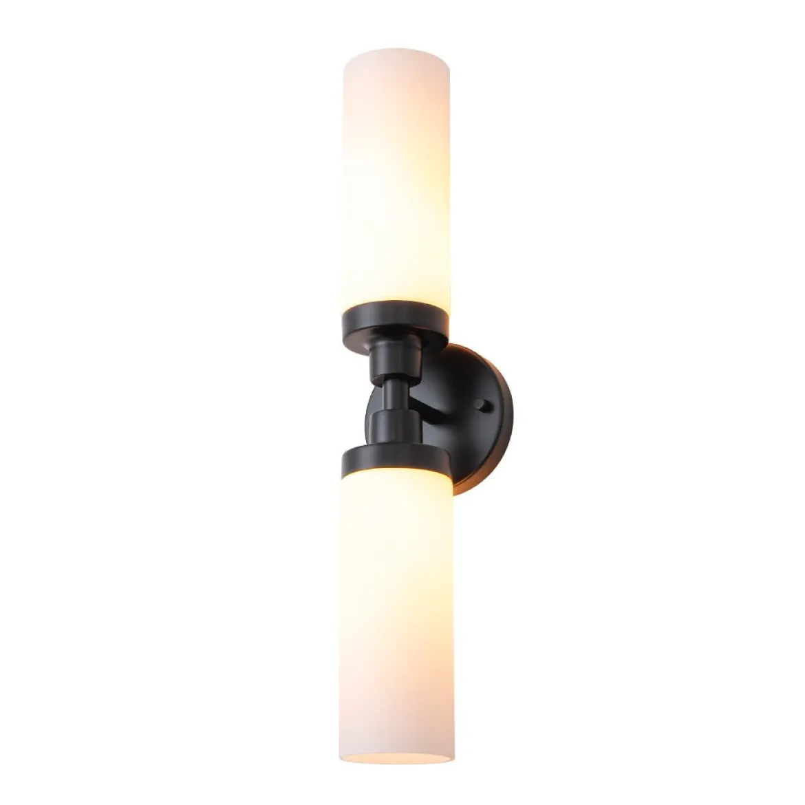 Modern 2-Light Opal Glass Cylinder Vanity Wall Lamp