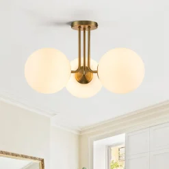 Modern 3-Light Opal Glass Globe Ceiling Light