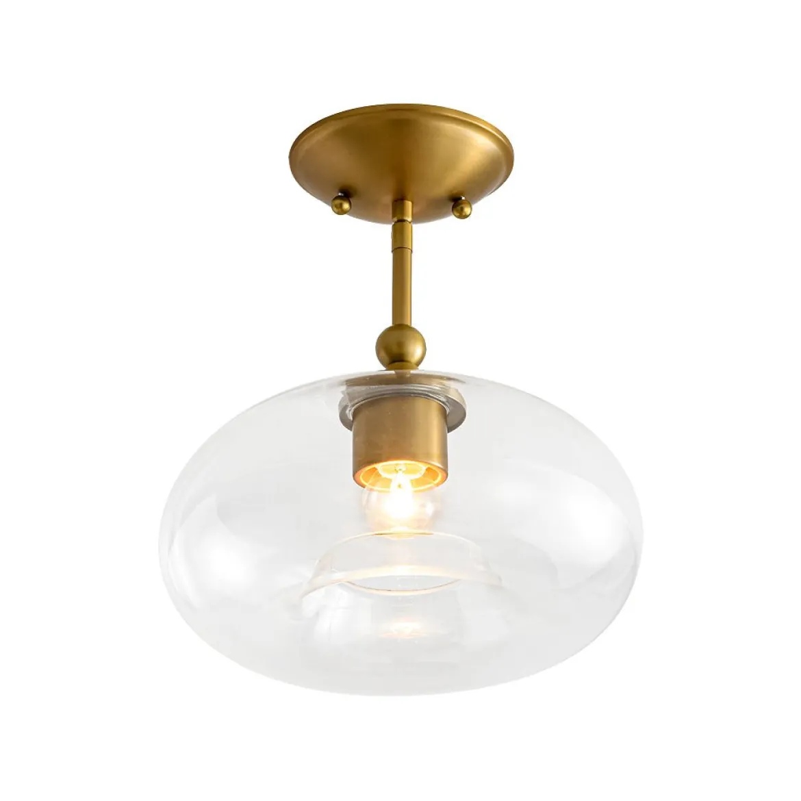 Modern 1-Light Round Donut Glass Semi Flush Mount