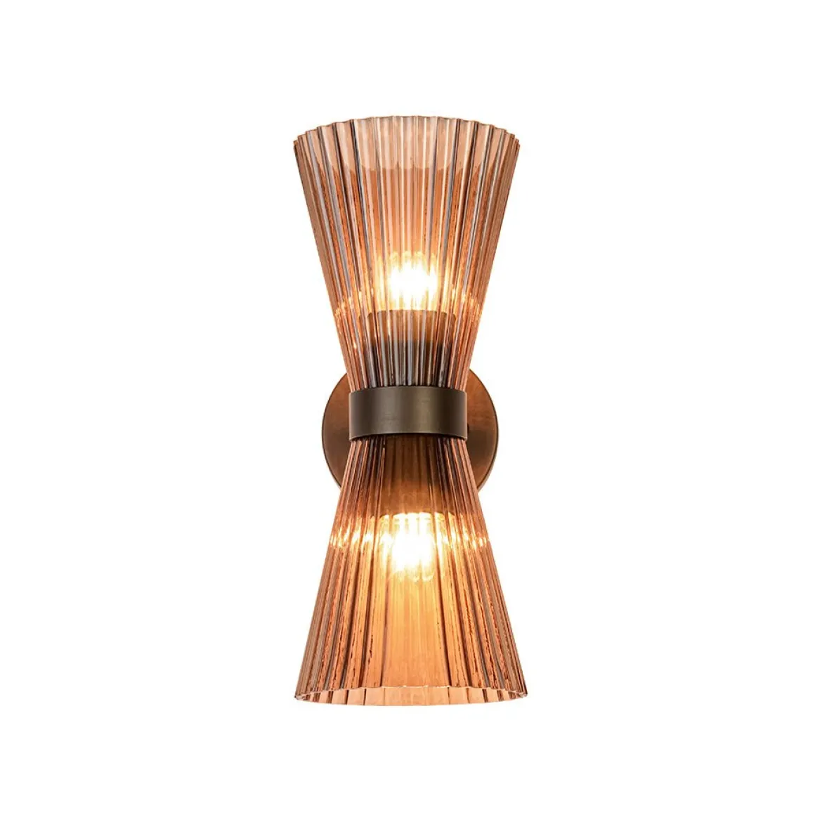Modern 2-Light Up Down Pleated Glass Cone Wall Sconce