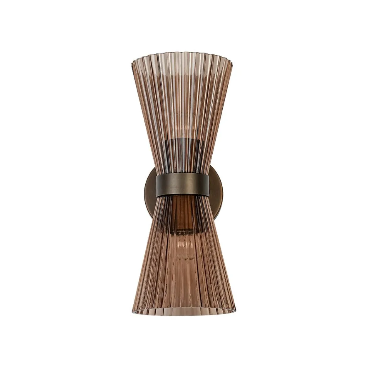 Modern 2-Light Up Down Pleated Glass Cone Wall Sconce