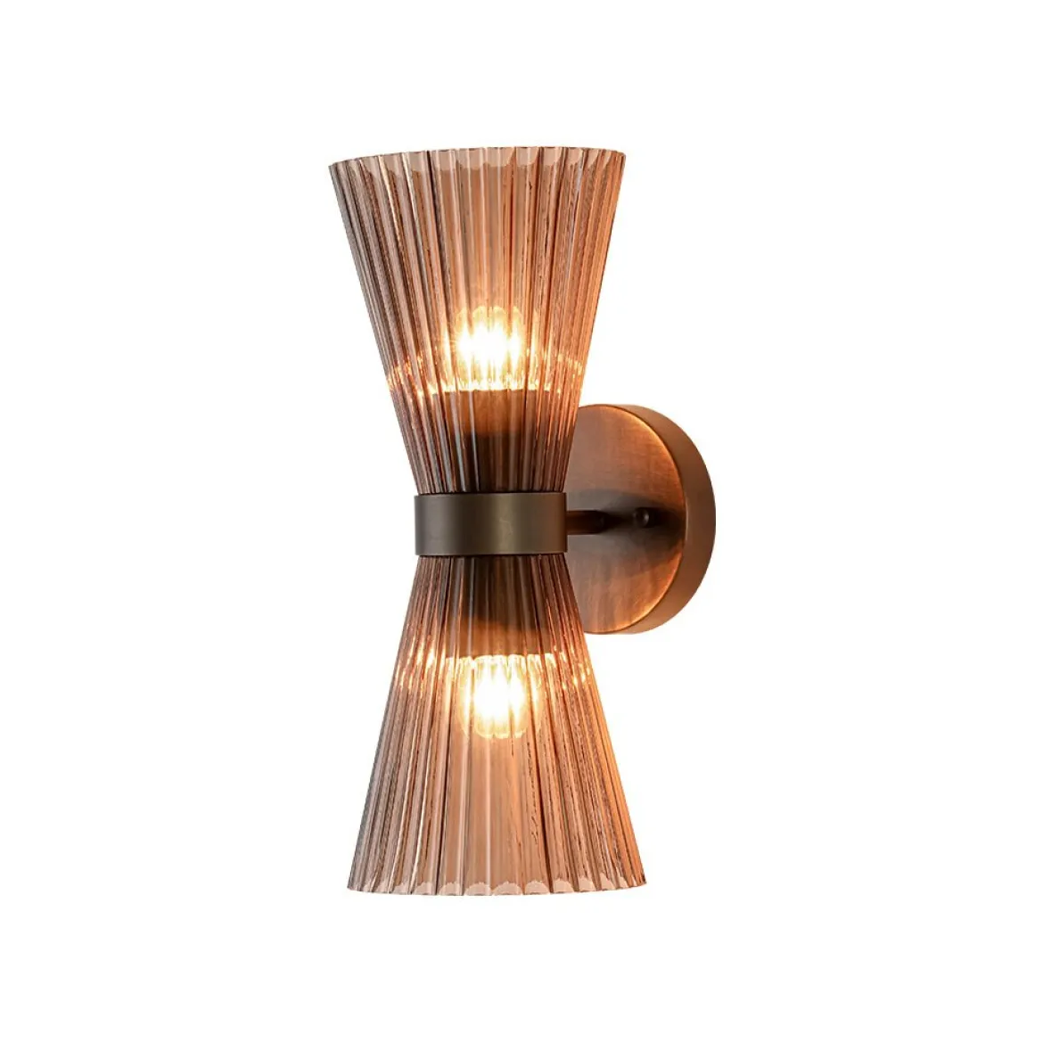 Modern 2-Light Up Down Pleated Glass Cone Wall Sconce