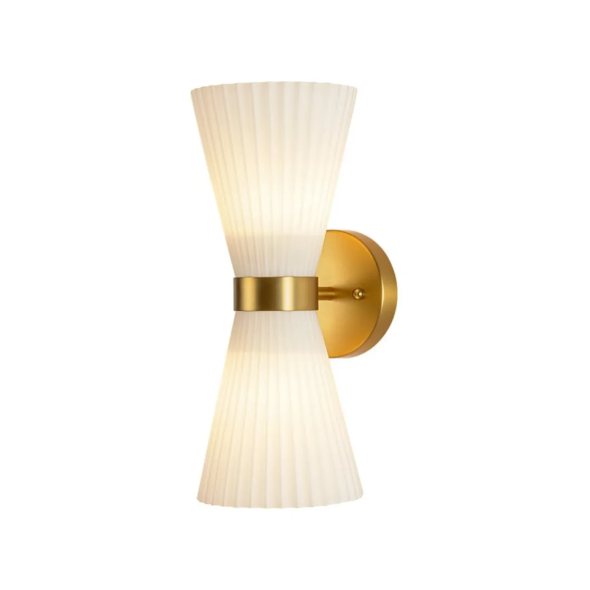 Modern 2-Light Up Down Pleated Glass Cone Wall Sconce