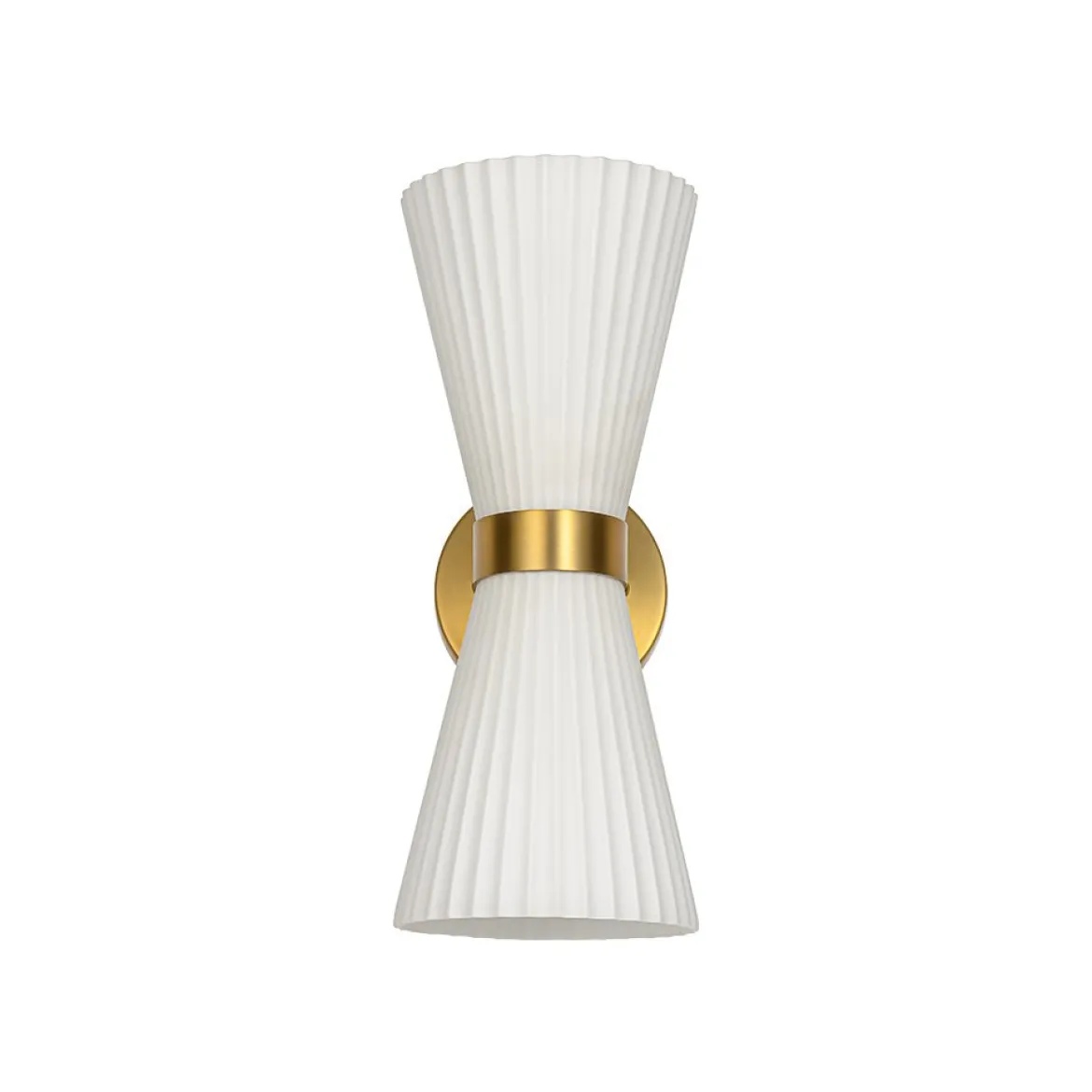 Modern 2-Light Up Down Pleated Glass Cone Wall Sconce