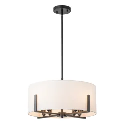 Modern 8-Light Wide Drum Fabric Cage Chandelier
