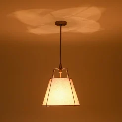 Modern Linen Conical Drum Cage Pendant Light