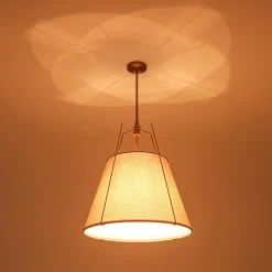 Modern Linen Conical Drum Cage Pendant Light