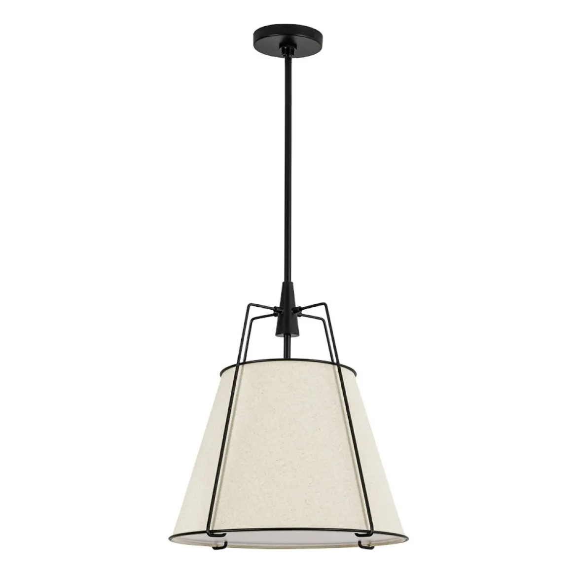 Modern Linen Conical Drum Cage Pendant Light